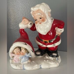 Vintage Christmas rare Lefton Santa with angels figurine
